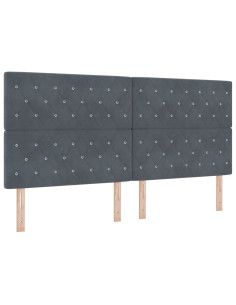 Letto a Sorgente LED Grigio scuro 200 x 200 cm Velluto 2