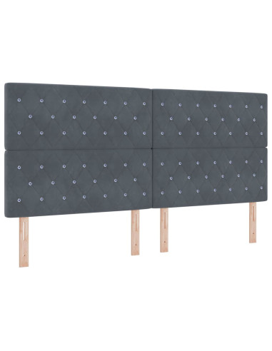 Letto a Sorgente LED Grigio scuro 200 x 200 cm Velluto