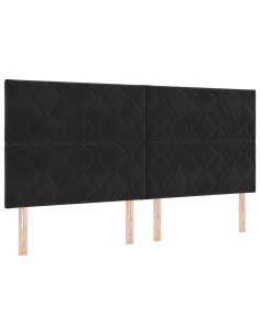 Letto a Sorgente LED con testiera Nero 200 x 200 cm Velluto 2