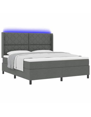 Letto a Sorgente LED Grigio scuro 180 x 200 cm Tessuto
