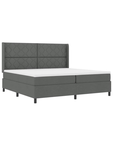 Letto a Sorgente LED Grigio scuro 200 x 200 cm Tessuto