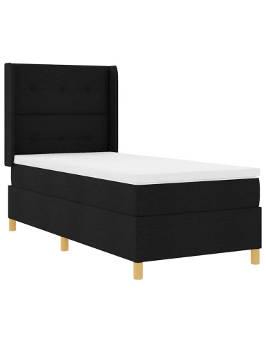 Letto a molle con strisce LED Nero 100 x 200 cm Tessuto