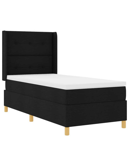 Letto a molle con strisce LED Nero 100 x 200 cm Tessuto