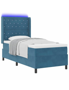 Letto a molle con materasso con led Blu 90 x 200 cm Velluto 2