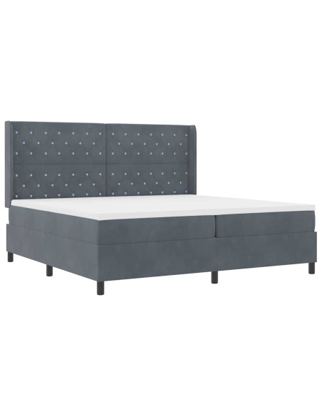 Letto a molle con materasso Grigio scuro 200 x 200 cm Velluto