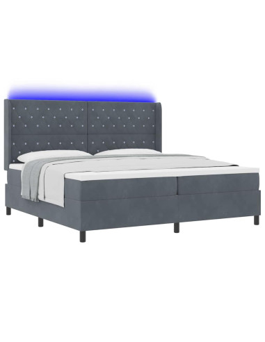 Letto a molle con materasso Grigio scuro 200 x 200 cm Velluto