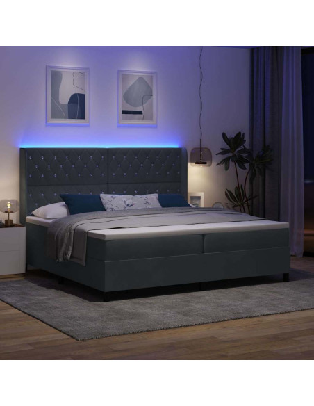 Letto a molle con materasso Grigio scuro 200 x 200 cm Velluto