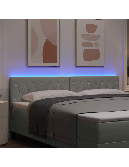 Testiera LED con strisce LED Grigio chiaro 180 cm Velluto