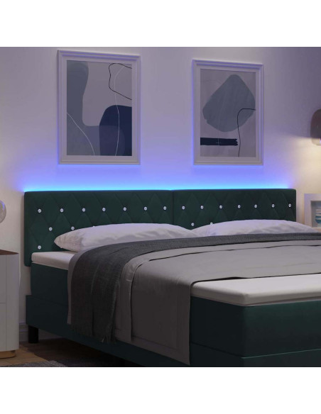 Testiera LED con strisce LED Verde Scuro 180 cm Velluto