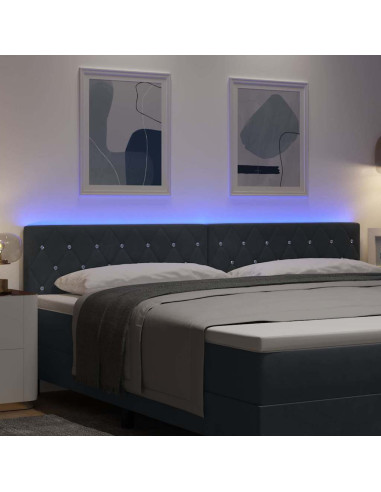 Testiera LED con strisce LED Grigio scuro 200 cm Velluto