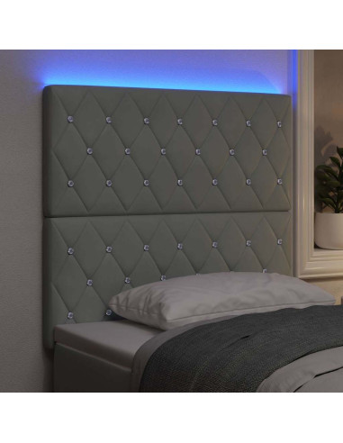 Testiera LED con strisce LED Grigio chiaro 80 cm Velluto