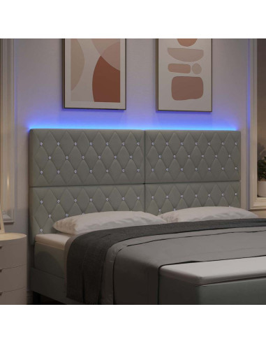 Testiera LED con strisce LED Grigio chiaro 180 cm Velluto