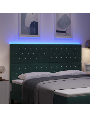 Testiera LED con strisce LED Verde Scuro 180 cm Velluto