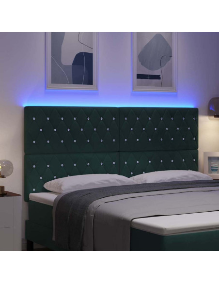 Testiera LED con strisce LED Verde Scuro 180 cm Velluto