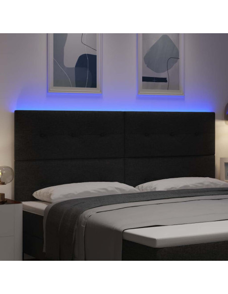 Testiera LED con strisce LED con testiera Nero 200 cm Tessuto