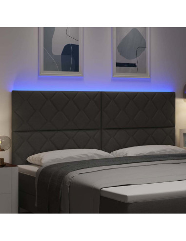 Testiera LED Grigio 200 cm Tessuto