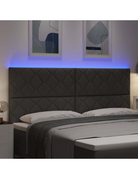 Testiera LED Grigio 200 cm Tessuto