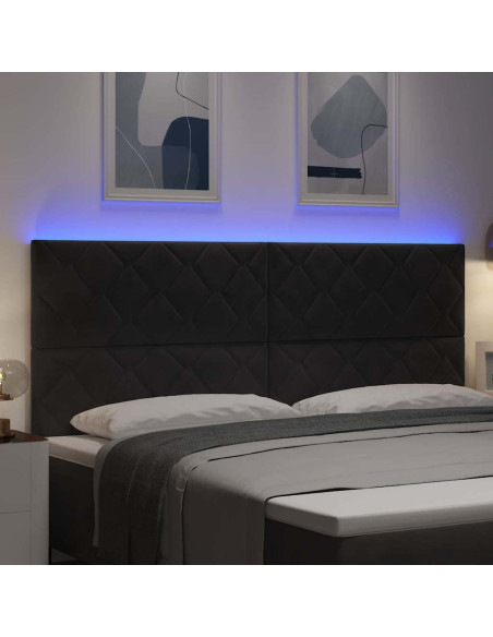 Testiera LED Nero 200 cm Velluto