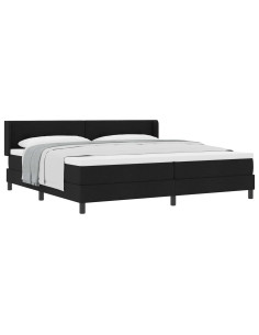 Letto a molle con testiera Nero 200 x 200 cm Tessuto 2