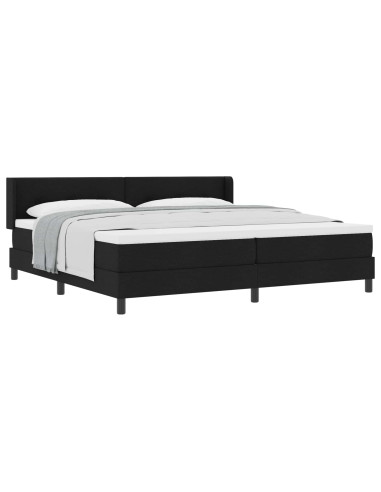 Letto a molle con testiera Nero 200 x 200 cm Tessuto