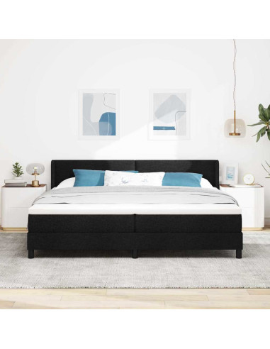 Letto a molle con testiera Nero 200 x 200 cm Tessuto