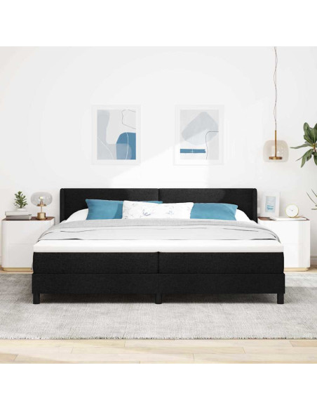Letto a molle con testiera Nero 200 x 200 cm Tessuto