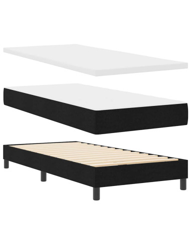 Letto a molle con testiera Nero 200 x 200 cm Tessuto