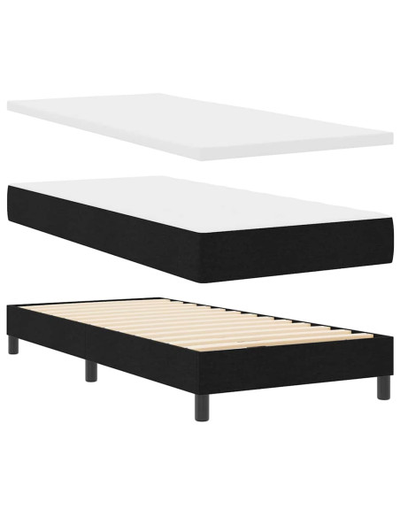 Letto a molle con testiera Nero 200 x 200 cm Tessuto