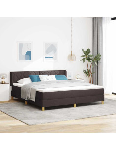Letto a molle con testiera Marrone Scuro 200 x 180 cm Tessuto