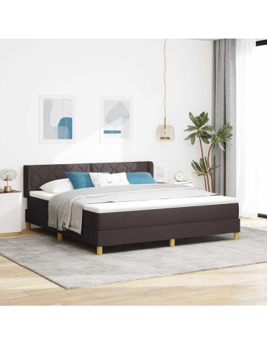 Letto a molle con testiera Marrone Scuro 200 x 180 cm Tessuto