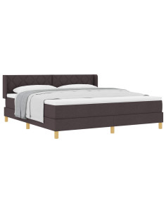 Letto a molle con testiera Marrone Scuro 200 x 180 cm Tessuto 2