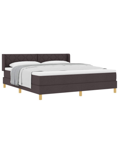 Letto a molle con testiera Marrone Scuro 200 x 180 cm Tessuto