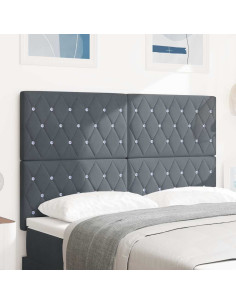 Testiera LED con strisce LED Grigio scuro 144 cm Velluto