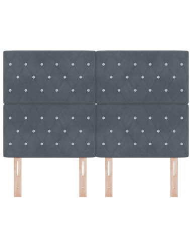 Testiera LED con strisce LED Grigio scuro 144 cm Velluto