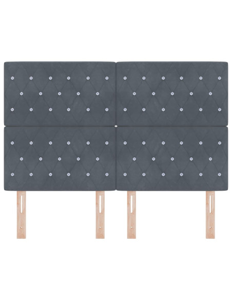 Testiera LED con strisce LED Grigio scuro 144 cm Velluto