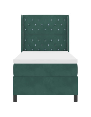 Letto a molle con materasso Verde Scuro 90 x 190 cm Velluto
