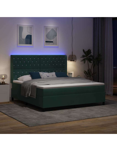 Letto a molle con materasso Verde Scuro 180 x 200 cm Velluto