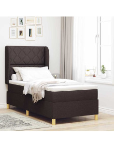 Letto a molle con testiera Marrone Scuro 190 x 90 cm Tessuto