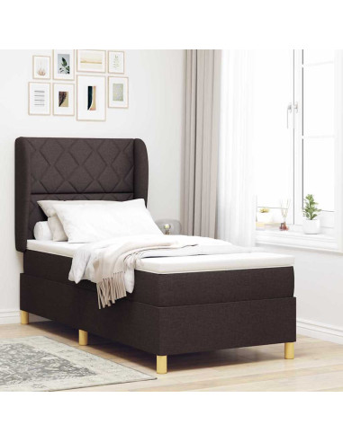 Letto a molle con testiera Marrone Scuro 190 x 90 cm Tessuto