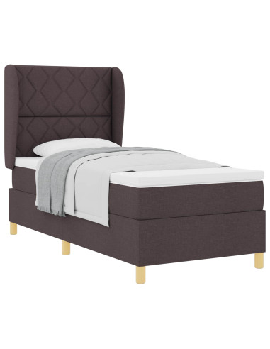 Letto a molle con testiera Marrone Scuro 190 x 90 cm Tessuto