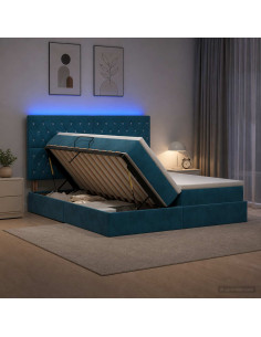 Letto con contenitore LED e materasso Blu Scuro 200 x 200 cm