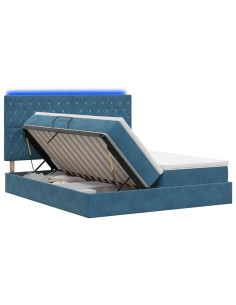 Letto con contenitore LED e materasso Blu Scuro 200 x 200 cm 2