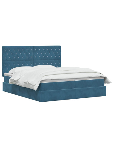 Letto con contenitore LED e materasso Blu Scuro 200 x 200 cm