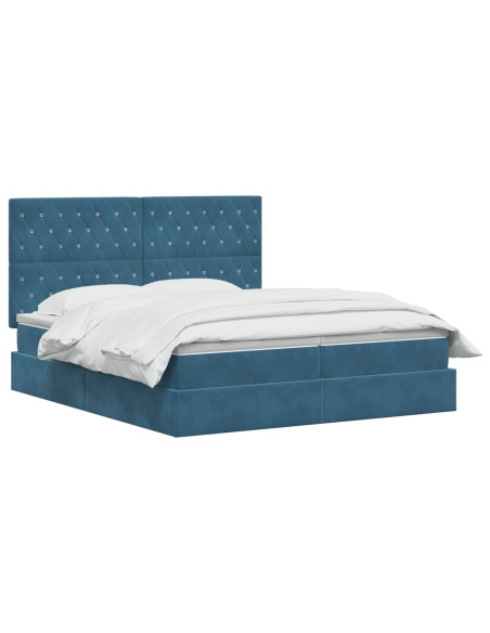 Letto con contenitore LED e materasso Blu Scuro 200 x 200 cm
