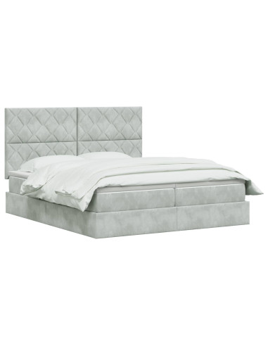 Letto con contenitore LED e materasso Grigio Chiaro