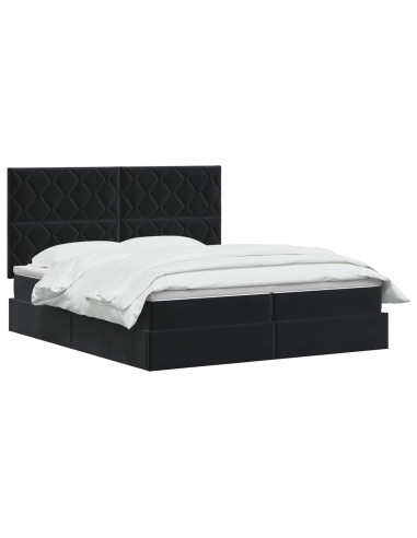Letto con contenitore LED e materasso Nero 200 x 200 cm Velluto