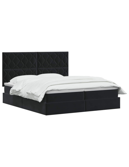 Letto con contenitore LED e materasso Nero 200 x 200 cm Velluto