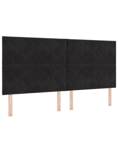 Letto con contenitore LED e materasso Nero 200 x 200 cm Velluto