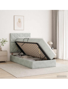 Letto con contenitore LED e materasso Grigio Chiaro