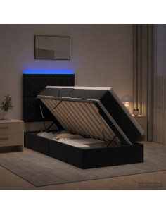 Letto con contenitore LED e materasso Nero 100 x 200 cm Velluto